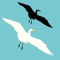 Heron vector illustration black silhouette profile side flat Royalty Free Stock Photo