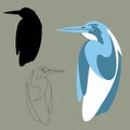 Heron vector illustration flat style black silhouette Royalty Free Stock Photo