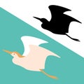 Heron vector illustration flat style black silhouette profile view Royalty Free Stock Photo