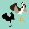 Heron vector illustration flat style black silhouette Royalty Free Stock Photo