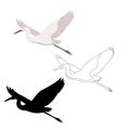 Heron  vector illustration, flat style,profile side Royalty Free Stock Photo