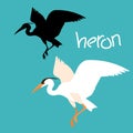 Heron vector illustration style flat black silhouette Royalty Free Stock Photo