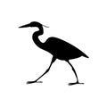 Heron walking vector illustration black silhouette Royalty Free Stock Photo