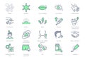 Herpes symptoms line icons. Vector illustration include icon - blister, pimple, pain, fever, vaginal, discharge, sores