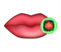 Herpes virus on the lip. Anatomical structure of herpes. Infographics. Vector illustration on isolated background.