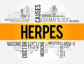 Herpes word cloud collage, health concept background