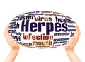 Herpes word cloud hand sphere concept Royalty Free Stock Photo