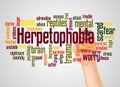 Herpetophobia fear of reptiles word cloud and hand with marker concept Royalty Free Stock Photo