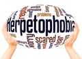 Herpetophobia fear of reptiles word hand sphere cloud concept Royalty Free Stock Photo