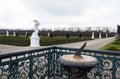 Herrenhausen palace gardens sundial winter cloudy overcast