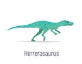 Herrerasaurus. Theropoda dinosaur. Colorful vector illustration of prehistoric creature herrerasaurus in hand drawn flat Royalty Free Stock Photo