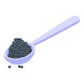 Herring caviar spoon icon isometric vector. Ocean fish