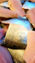 Herring filets closeup, clupea harengus