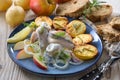 Herring fillets with baked potatoes Royalty Free Stock Photo