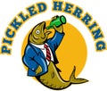 Herring fish drinking beer Royalty Free Stock Photo