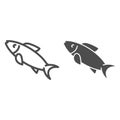 Herring fish line and glyph icon. Aquatic food vector illustration isolated on white. Seafood outline style design