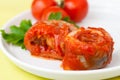 Herring fish roll in tomato sauce