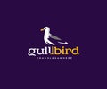 Herring gull bird logo design. Seagull standing and sea bird vector design Royalty Free Stock Photo