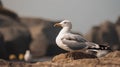 Herring gull, Larus argentatus, single bird on rock, Scotland