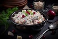 Herring polish salad dish. Generate Ai