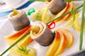 Herring rolls with apple Royalty Free Stock Photo