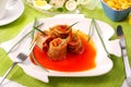 Herring rolls in salsa sauce for easter Royalty Free Stock Photo