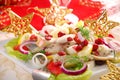 Herring salad with apple and cranberry Royalty Free Stock Photo