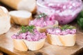 Herring Salad on a baguette Royalty Free Stock Photo