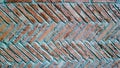 Herringbone brick pattern wall. Cement pointing Royalty Free Stock Photo