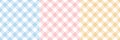 Herringbone gingham check plaid pattern in pastel blue, pink, yellow, white for spring summer. Seamless vichy tartan check plaid. Royalty Free Stock Photo