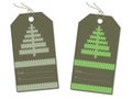 Herringbone, knitted on the label, green. Vector illustration