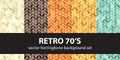 Herringbone pattern set Retro 70s. Vector seamless parquet backgrounds Royalty Free Stock Photo