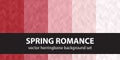 Herringbone pattern set Spring Romance. Vector seamless parquet backgrounds Royalty Free Stock Photo