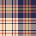 Herringbone plaid pattern vector in blue, coral, yellow, off white.