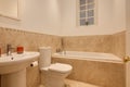 Bathroom with half tiled walls