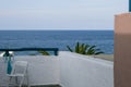 09.19.2008, Hersonissos, Crete, Greece. Landscape of the hotel on the coast. Stairs and trees close up.