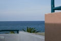 09.19.2008, Hersonissos, Crete, Greece. Landscape of the hotel on the coast. Stairs and trees close up.