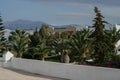 09.19.2008, Hersonissos, Crete, Greece. Landscape of the hotel on the coast. Stairs and trees close up.