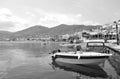 Hersonissos harbour boats for hire black & white