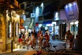 Hersonissos shopping street at night, Crete.