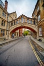 Hertford bridge or the Bridge of sighs. Oxford University. Oxford. England Royalty Free Stock Photo