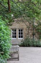 Hertford College Old Quad with english lawn & decorative trees, Oxford, United Kingdom