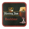 Hertog Jan beer mat. Isolated on white background.