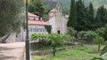 Herzeg Novi Montenegro. Church of Ascention Day Church Sv. Spas in Topla. Slow motion panning. Panorama old town Herzeg