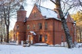 Herzen sanatorium village, Russia - December 06, 2020: Vasilievsky English castle Sherbatov manor