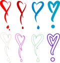 Hearts as exclamation marks. Vector Set, customizable colors