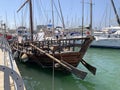 Antique Phoenician ship in the Herzliya Marina Royalty Free Stock Photo