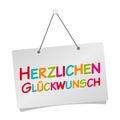 Herzlichen GlÃÂ¼ckwunsch - Happy Birthday Door Sign isolated on white background. Royalty Free Stock Photo