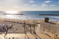 Herzliya beach in Israel at sunset Royalty Free Stock Photo