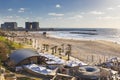 Herzliya beach in Israel at sunset Royalty Free Stock Photo